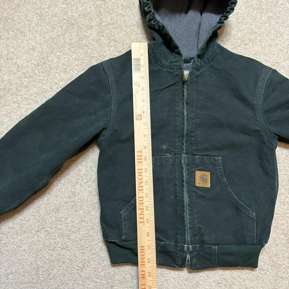 Vtg Carhartt Jacket Boys‎ Small 6/7 Spruce Green Canvas Hooded Active YYJ169 SPC